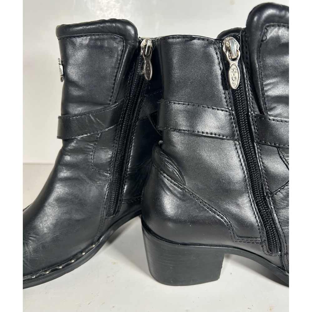 Harley Davidson Womens Black Leather Motorcycle Boots Block Heel 84420 Size 8M - Picture 4 of 10